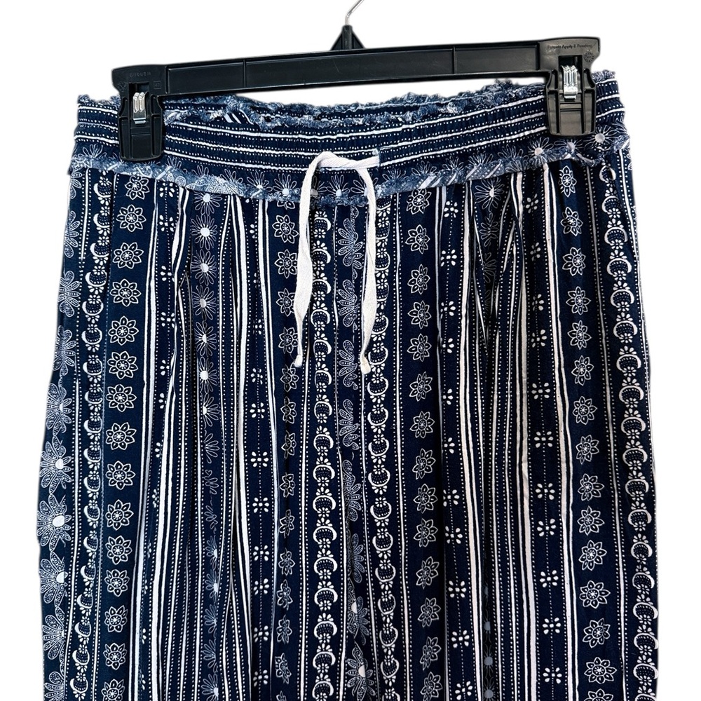 Intimately Free People Navy Boho Bandana Style Print Wide Leg Pants sz - Picture 2 of 11